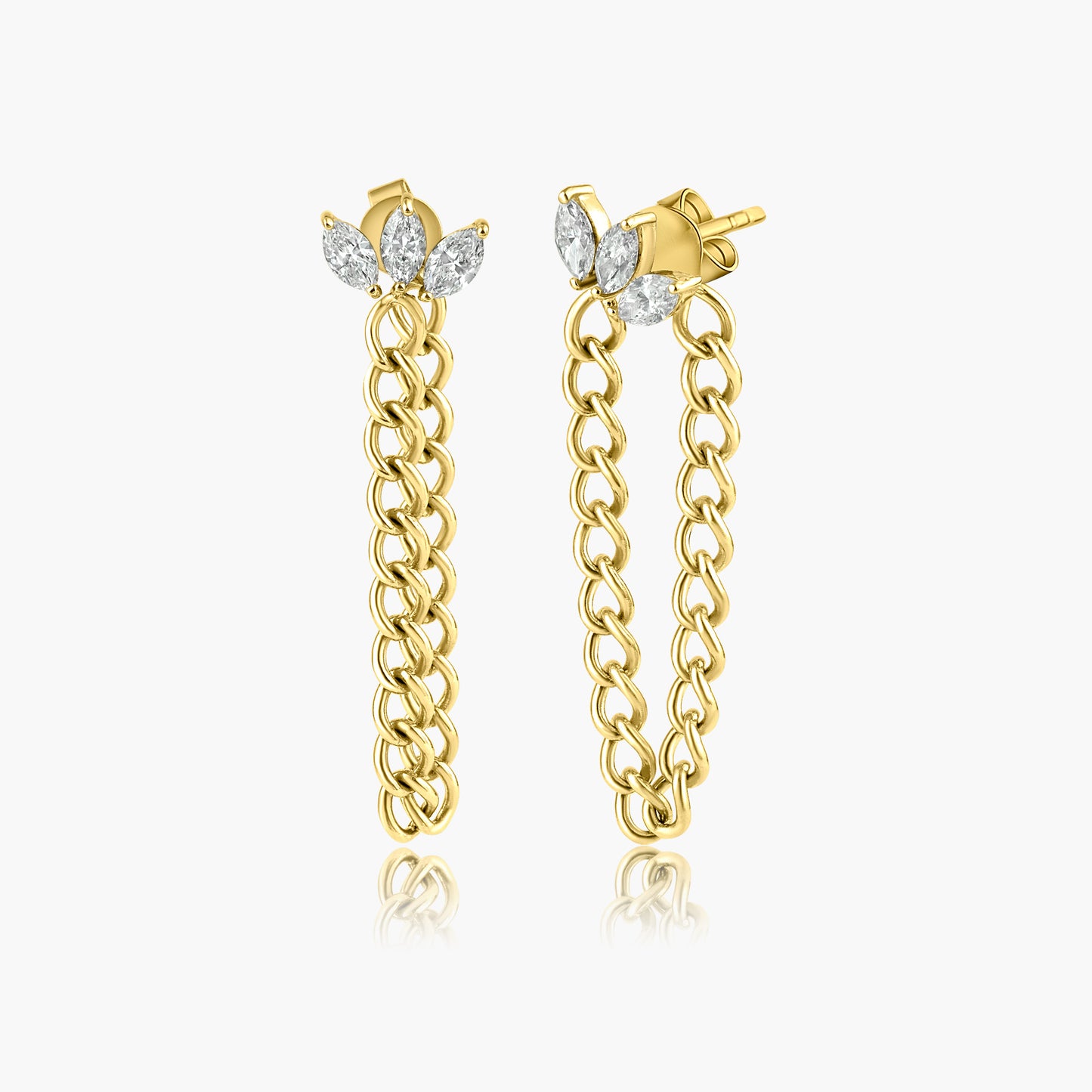 14K Yellow Gold Chain Link Earrings-E60605601