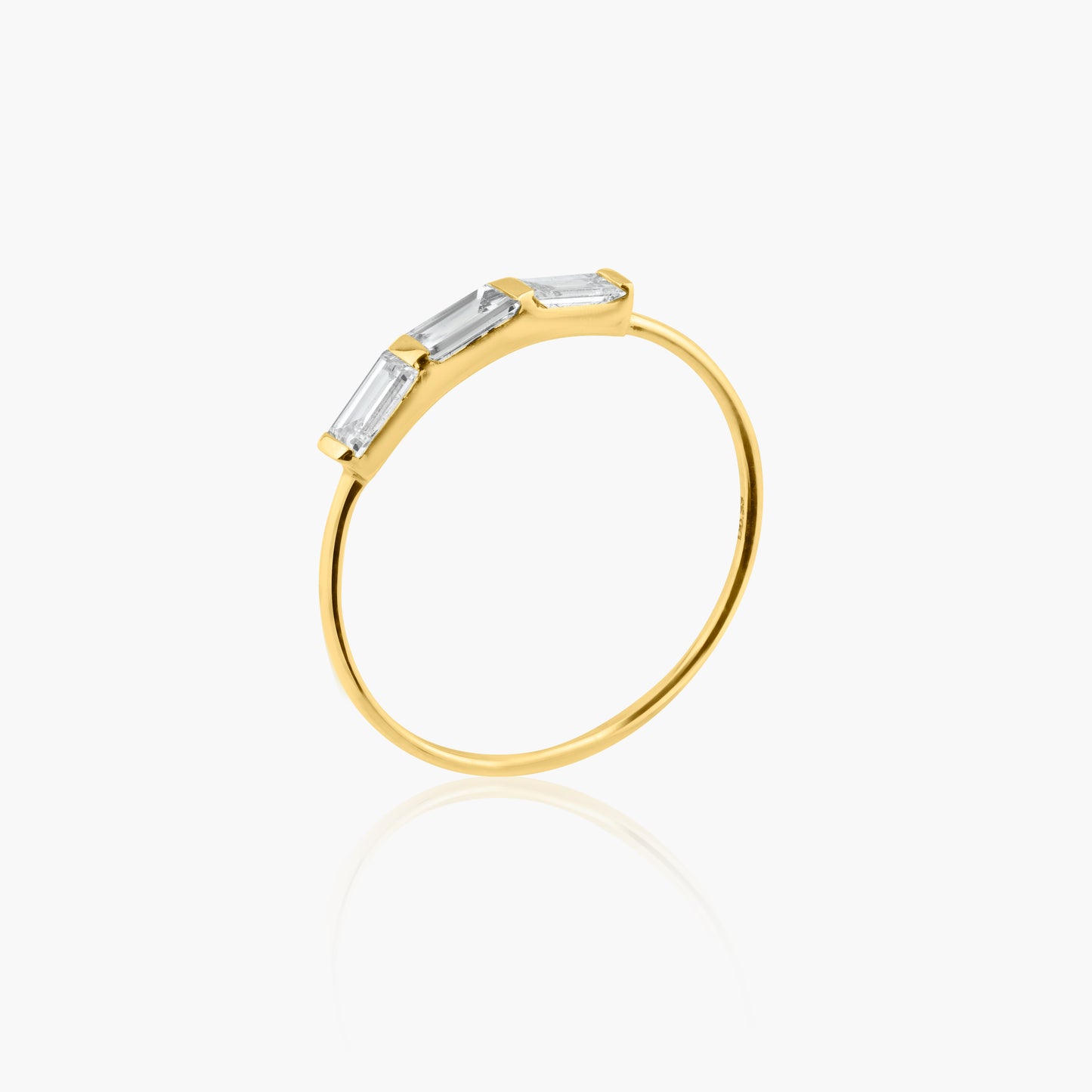 14K Yellow Gold Dainty Tri Baguette Ring - R606062