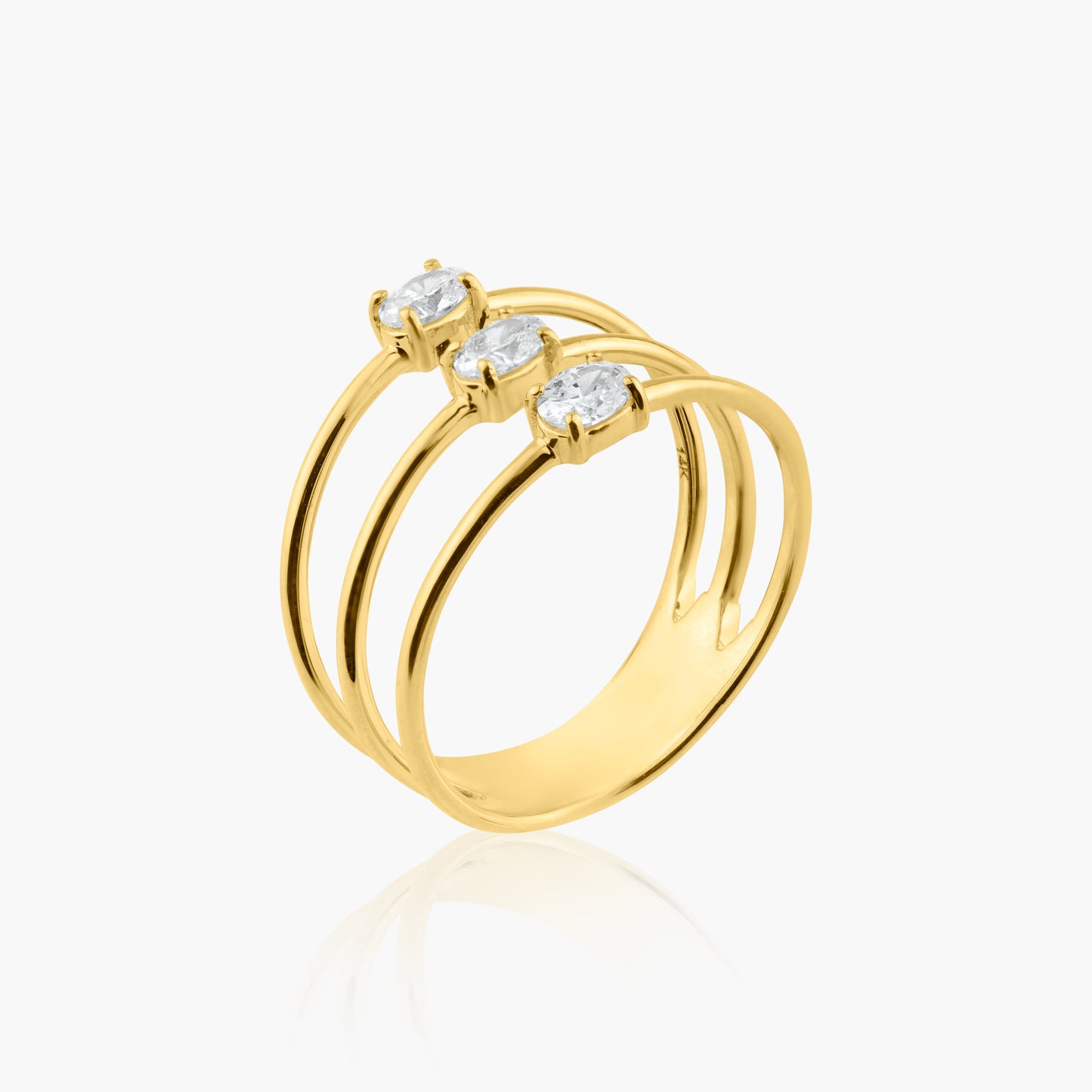 14K Yellow Gold Dainty Three Row Ring - R60606704