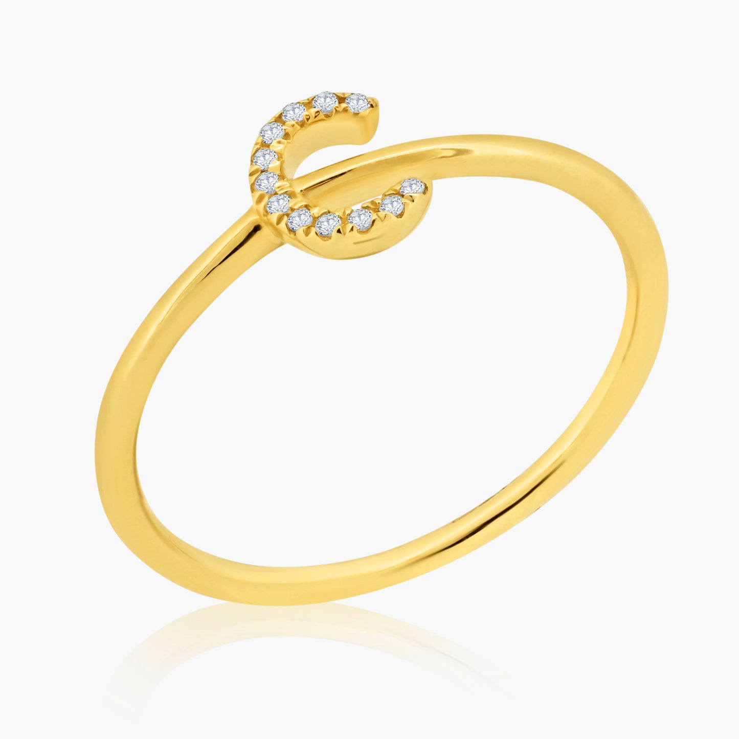 14K Yellow Gold Dainty Personalized Initial Ring-R606068