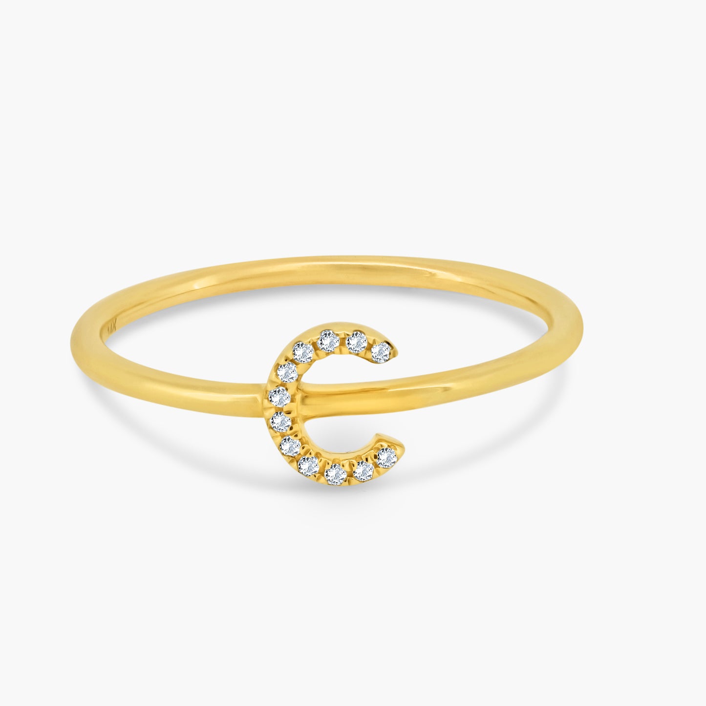 14K Yellow Gold Dainty Personalized Initial Ring-R606068