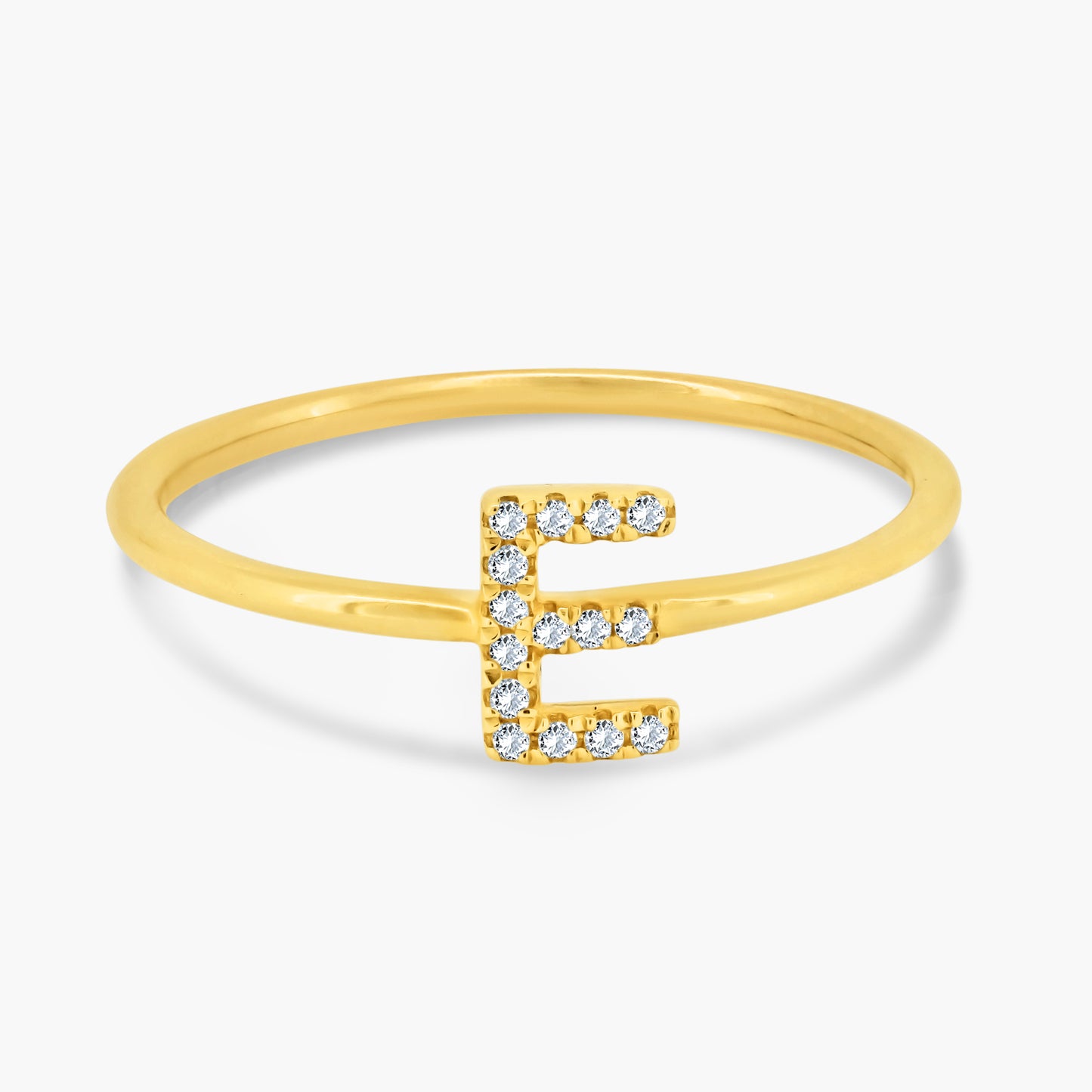 14K Yellow Gold Dainty Personalized Initial Ring-R606069