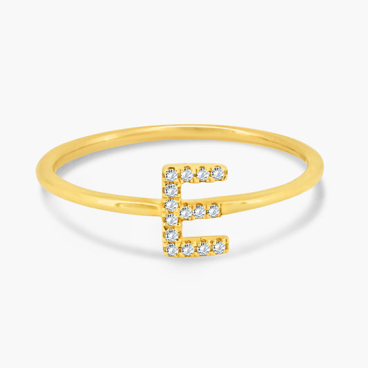 14K Yellow Gold Dainty Personalized Initial Ring-R606069