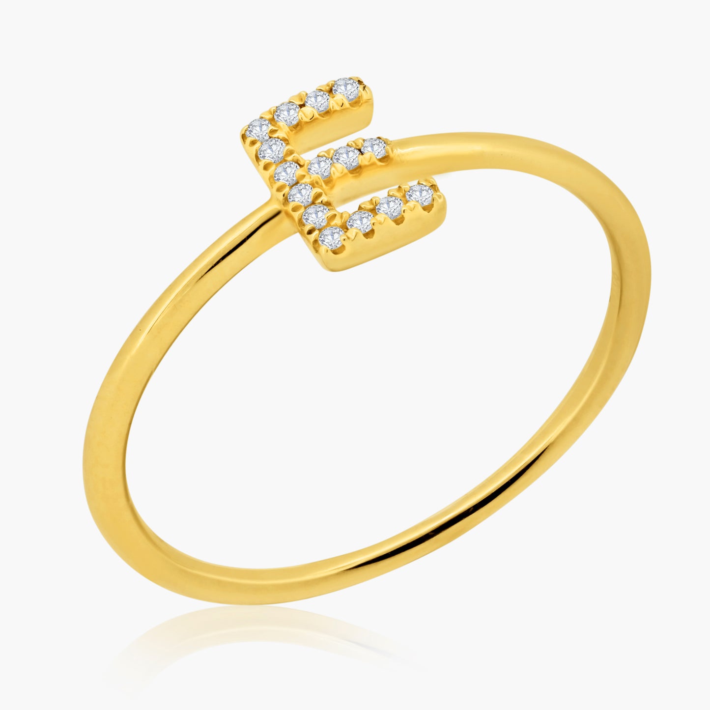 14K Yellow Gold Dainty Personalized Initial Ring-R606069