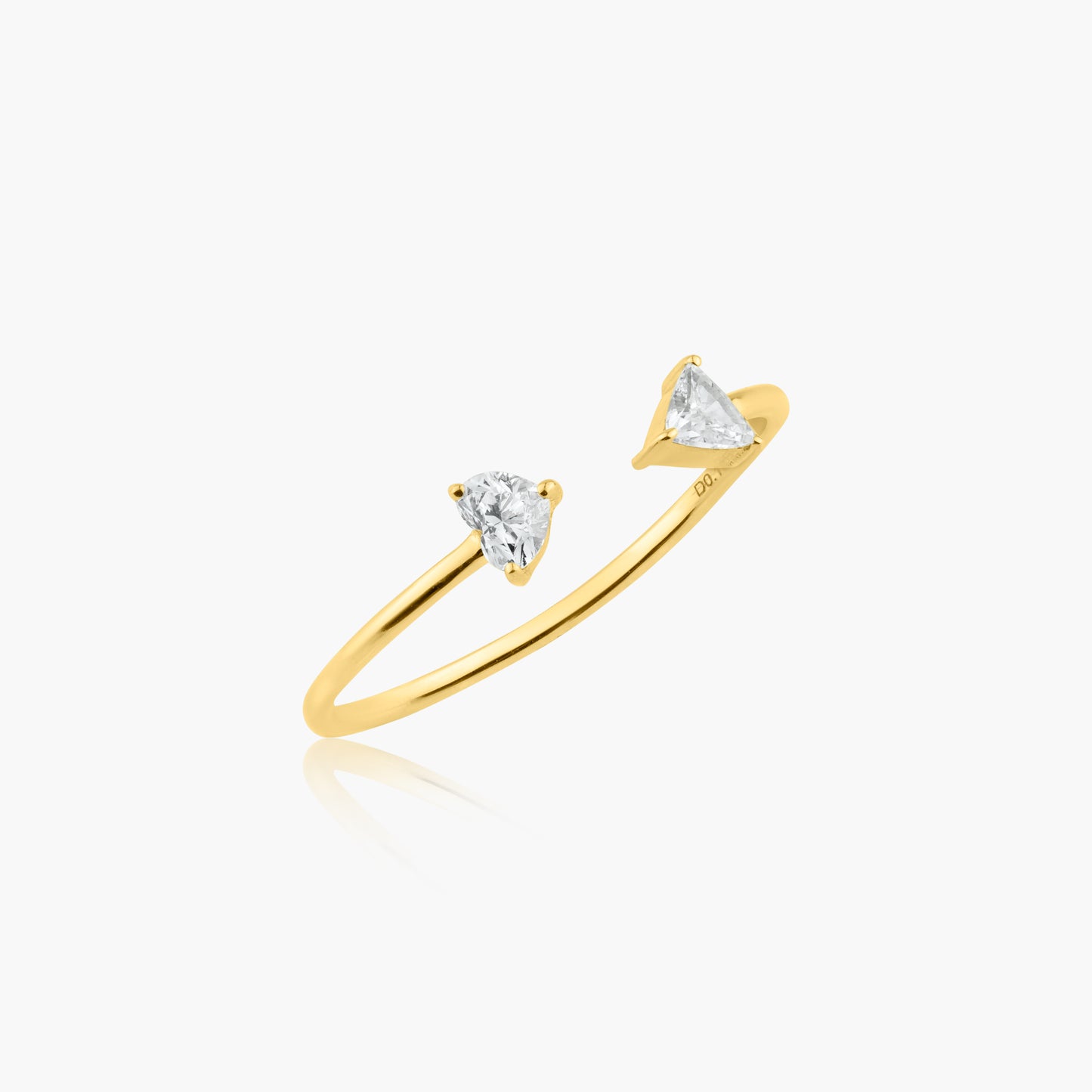 14K Yellow Gold Dainty Double Diamond Open Ring - R60607506