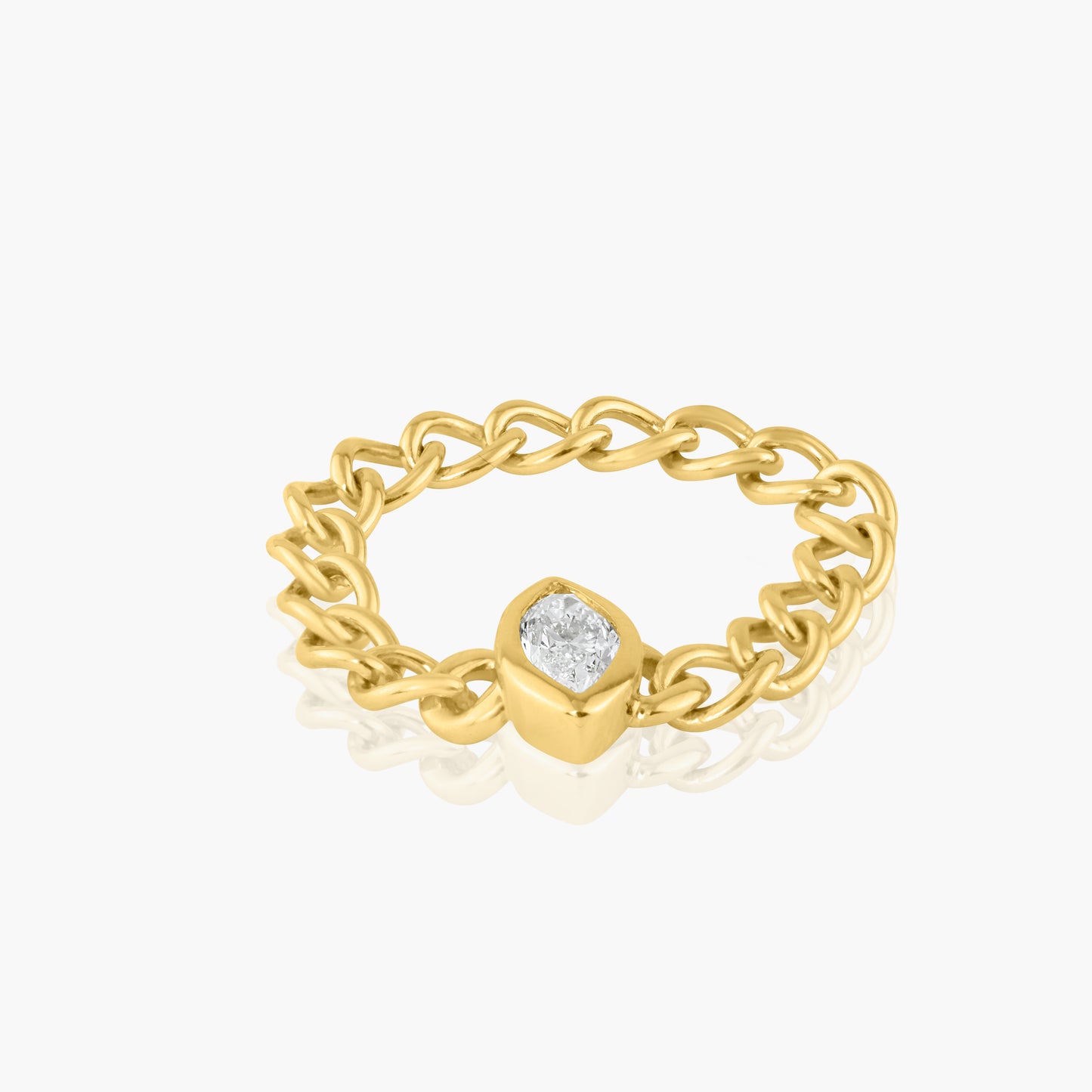 14K Yellow Gold Marquise Diamond Chain Link Ring-R60607702