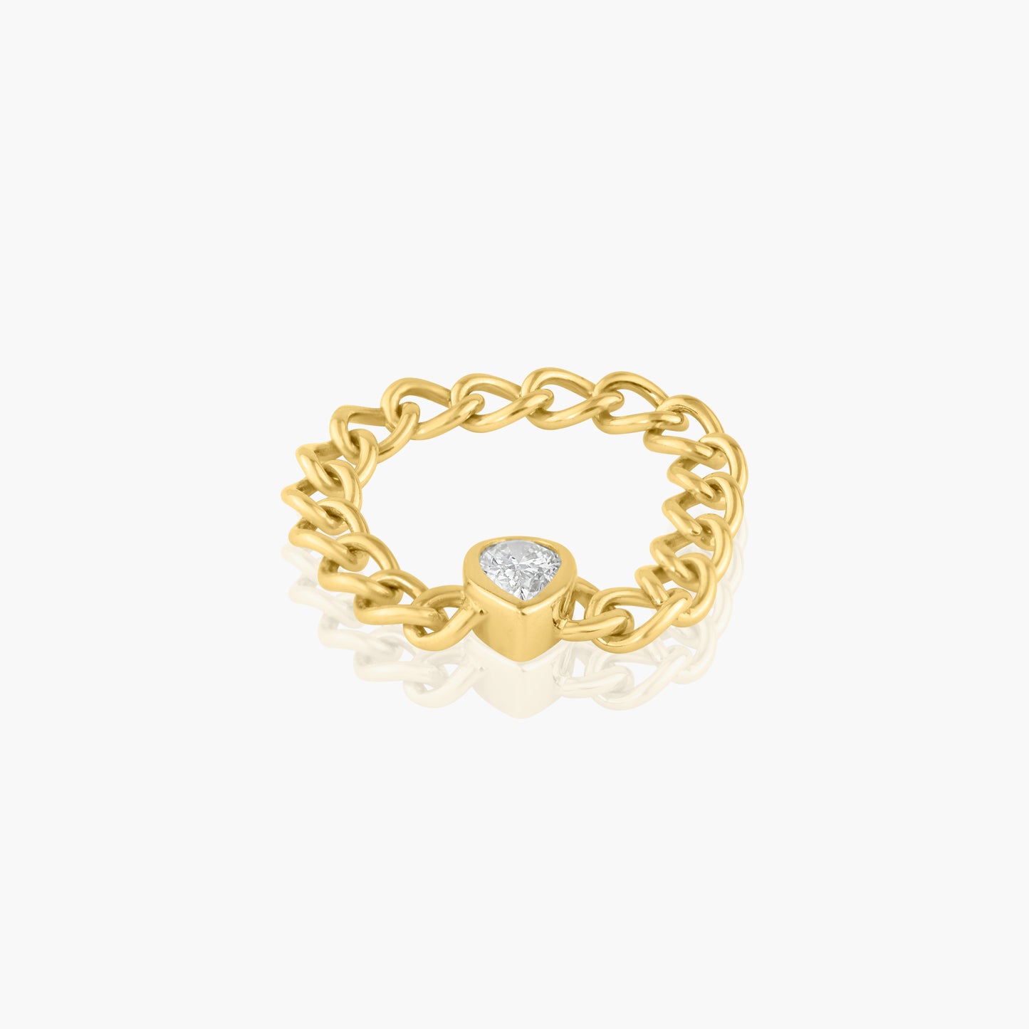 14K Yellow Gold Pear Bezel Chain Link Ring-R60607703