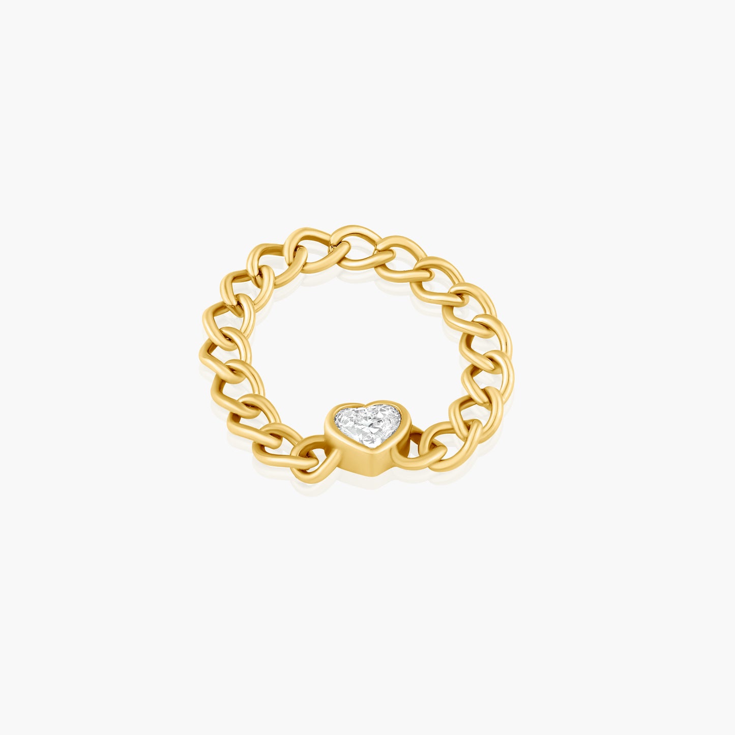 14K Yellow Gold Heart Diamond Chain Link Ring-R60607705