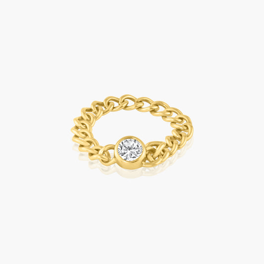 14K Yellow Gold Round Bezel Chain Link Ring-R60607706