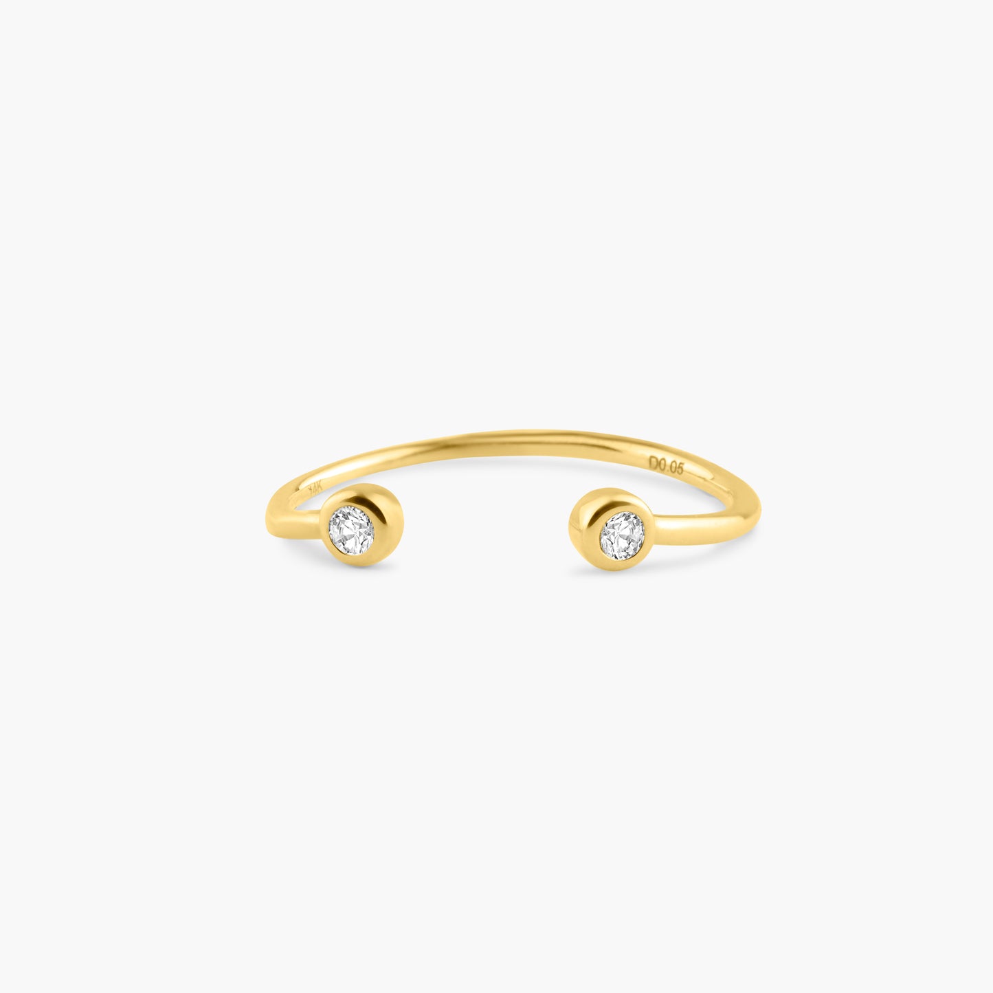 14K Yellow Gold Dainty Double Diamond Open Ring - R606079