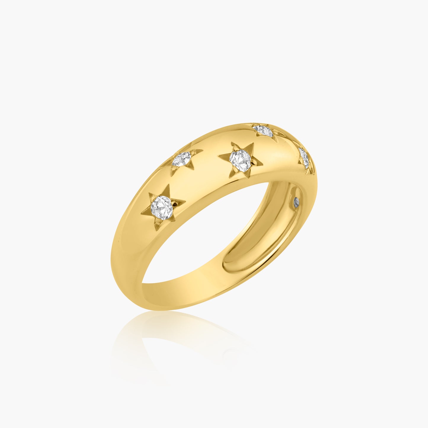 14K Yellow Gold Starburst Dome Band-R606084