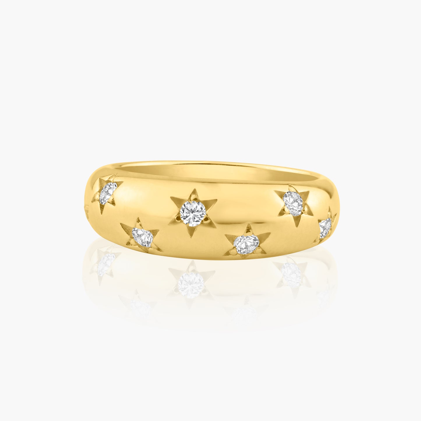 14K Yellow Gold Starburst Dome Band-R606084