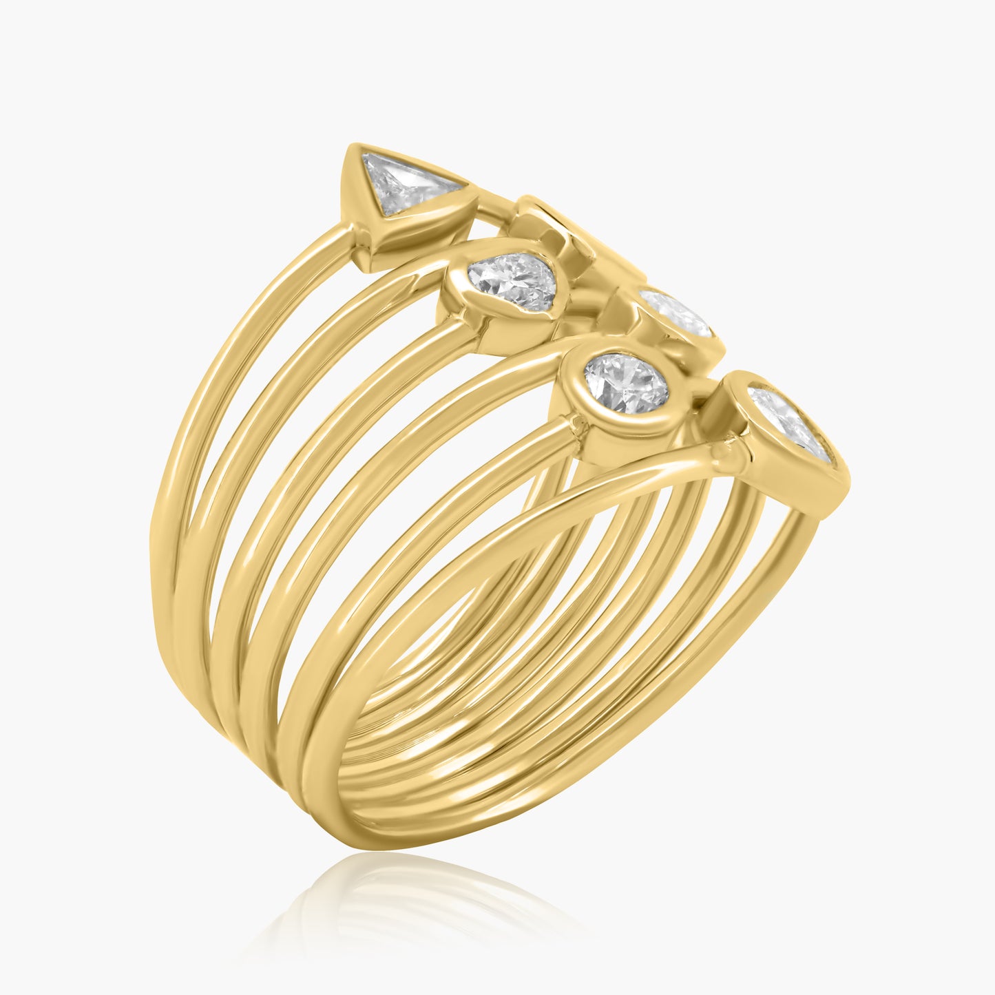 14K Yellow Gold Six Row Statement Ring - R60608602