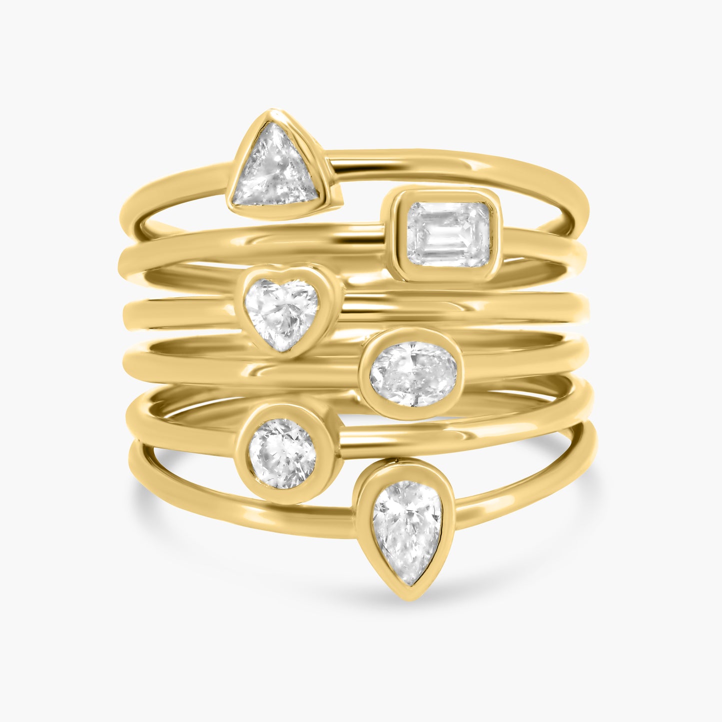 14K Yellow Gold Six Row Statement Ring - R60608602