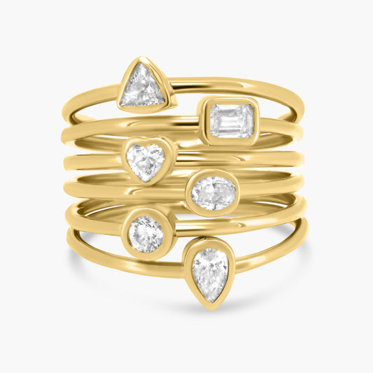 14K Yellow Gold Six Row Statement Ring - R60608602