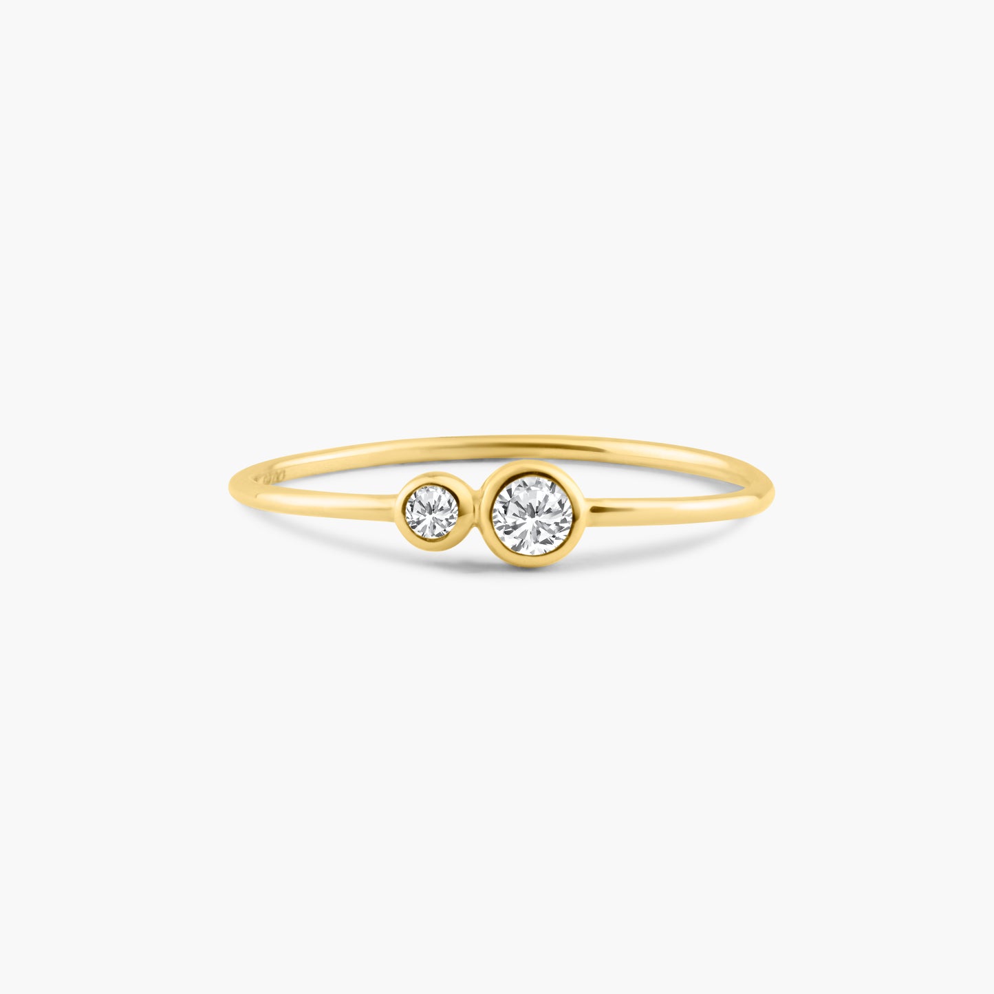 14K Yellow Gold Dainty Double Diamond Ring - R606095