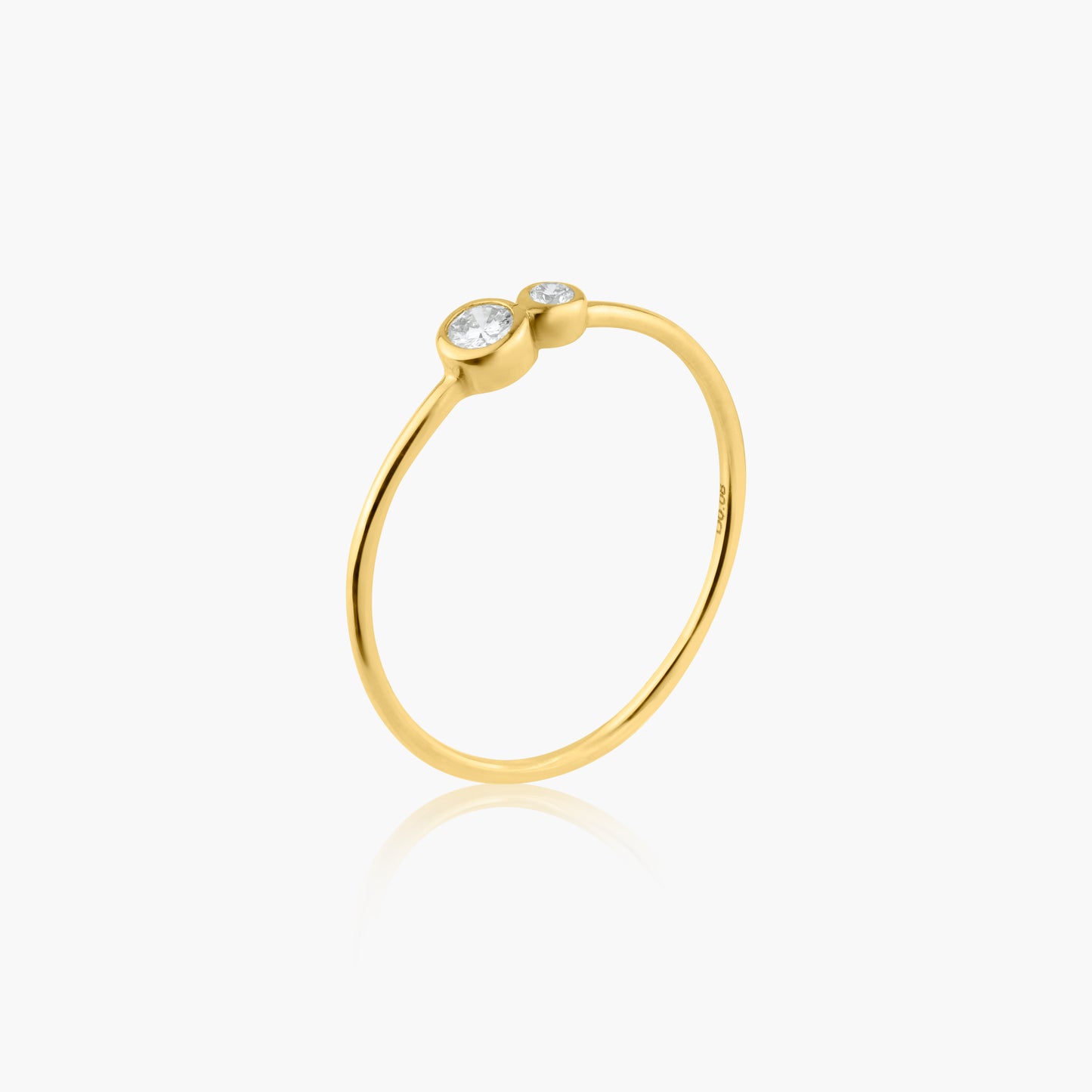 14K Yellow Gold Dainty Double Diamond Ring - R606095