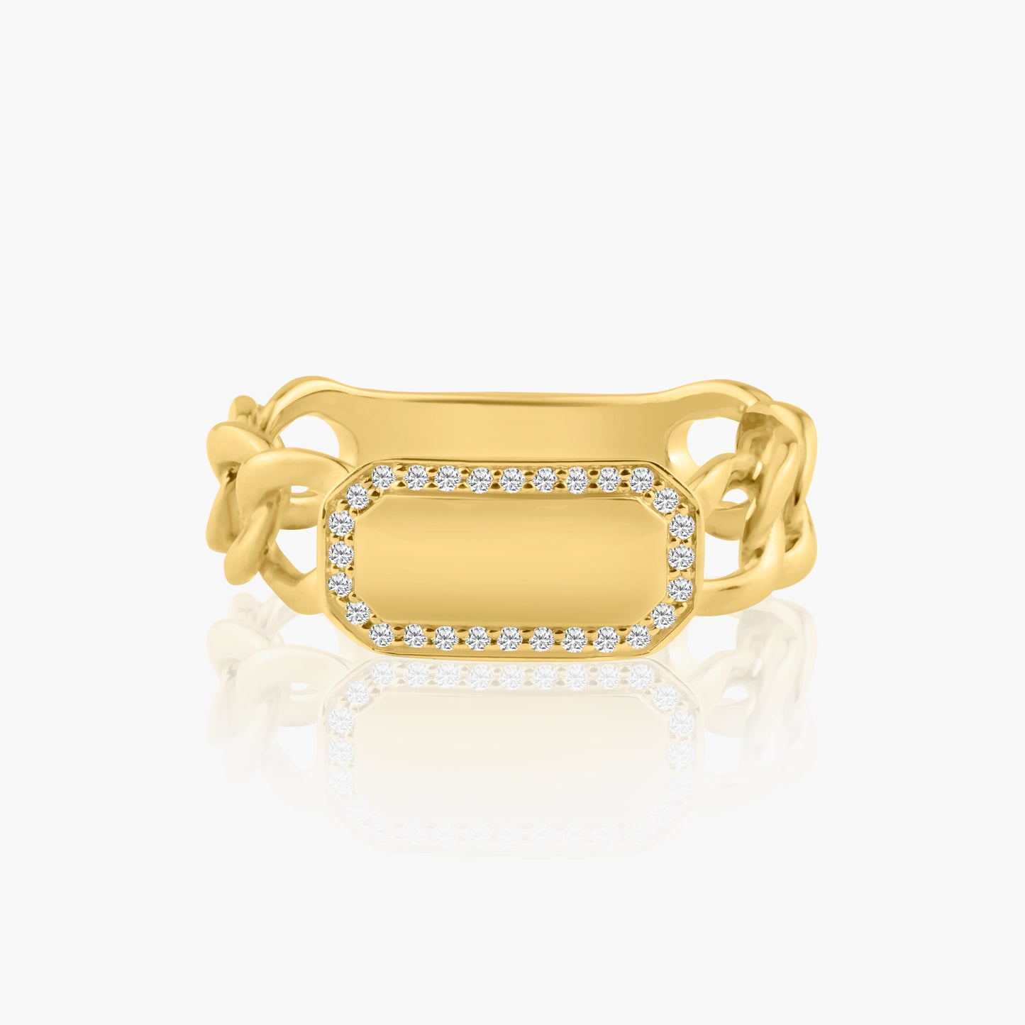 14K Yellow Gold Chain Link Ring - R606096