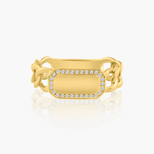 14K Yellow Gold Chain Link Ring - R606096