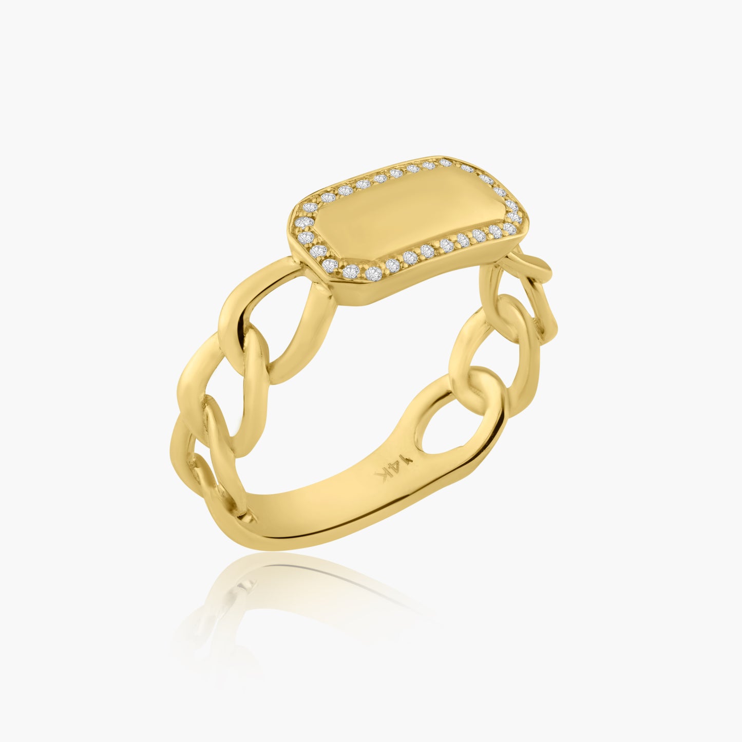 14K Yellow Gold Chain Link Ring - R606096