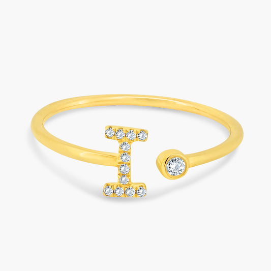 14K Yellow Gold Personalized Initial Open Ring-R60610513