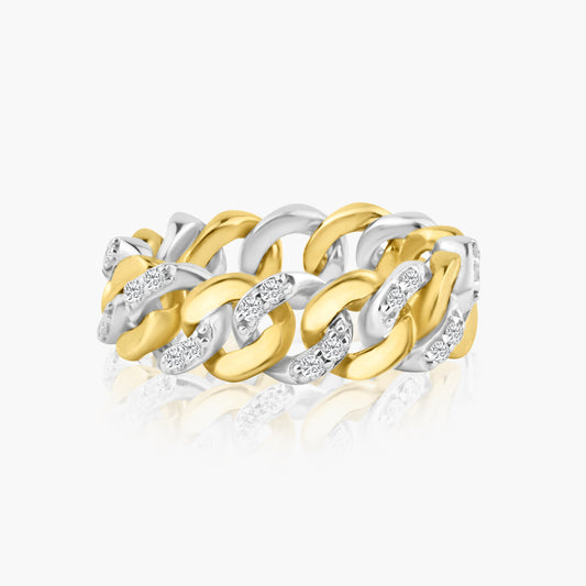 14K Two Tone Chain Link Ring-R60610901