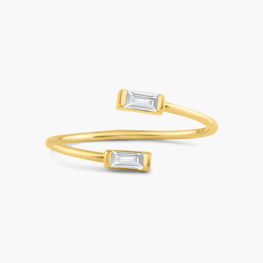 14K Yellow Gold Dainty Baguette Wrap Ring - R606115