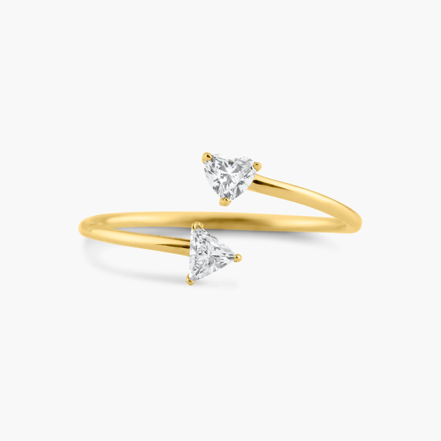 14K Yellow Gold Dainty Double Diamond Wrap Ring - R606116