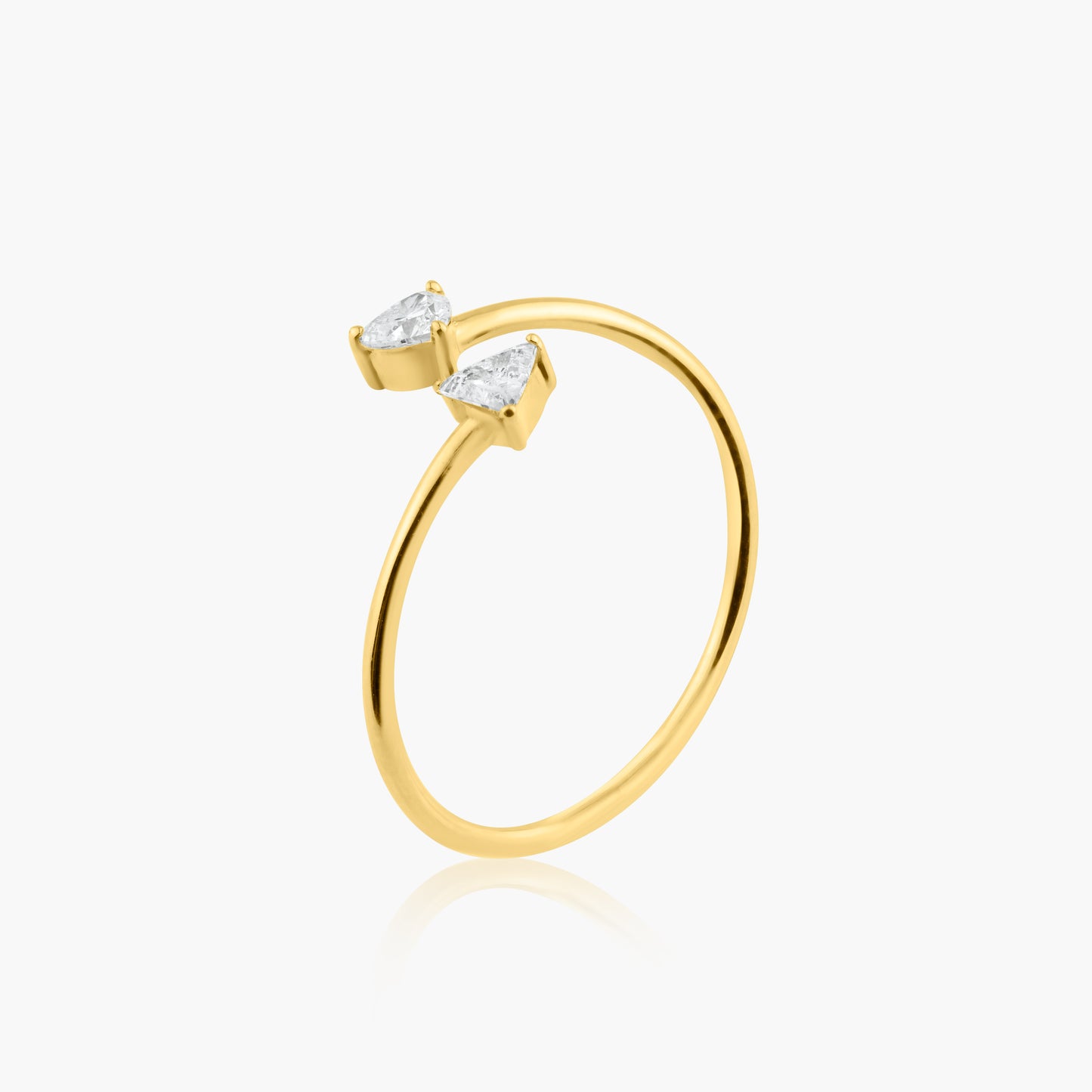 14K Yellow Gold Dainty Double Diamond Wrap Ring - R606116