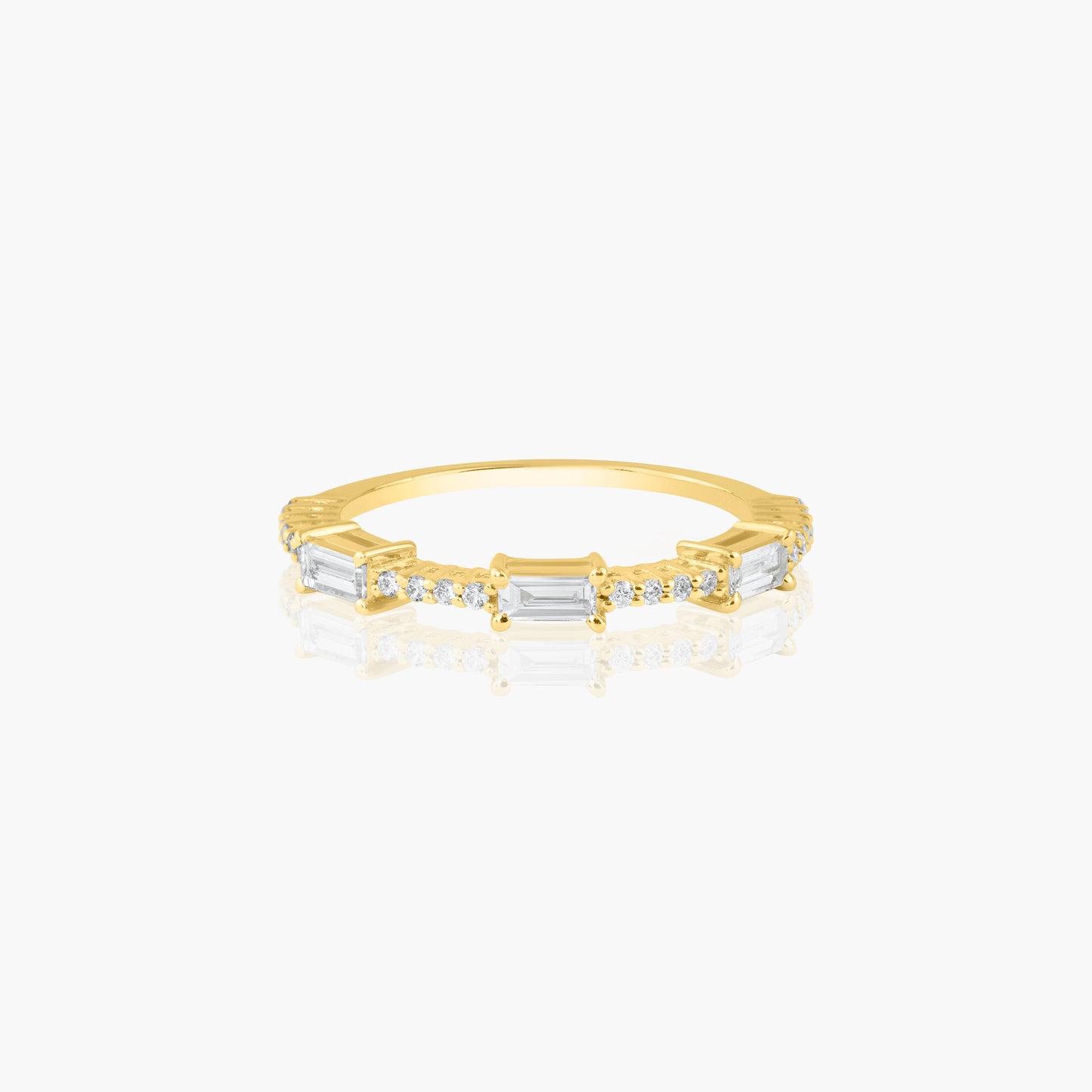 14K Yellow Gold Tri Baguette Dainty Ring - R60611901