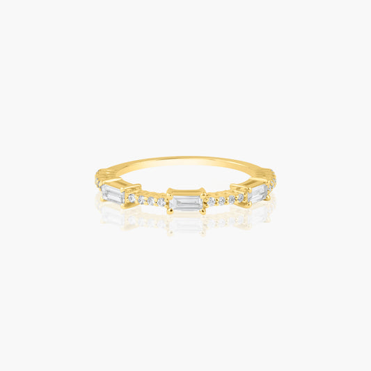 14K Yellow Gold Tri Baguette Dainty Ring - R60611901