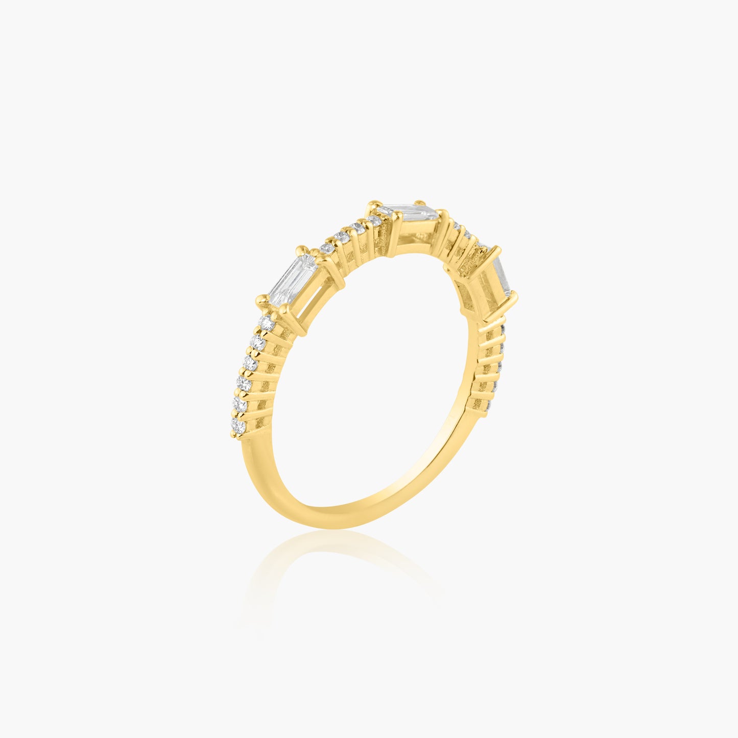 14K Yellow Gold Tri Baguette Dainty Ring - R60611901