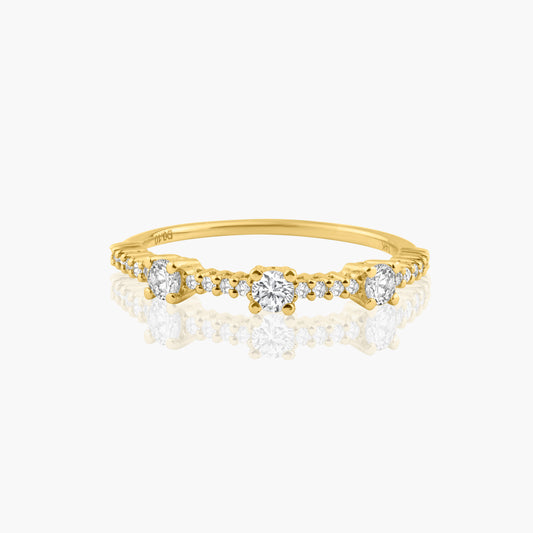 14K Yellow Gold Dainty Round Diamond Ring - R60611902