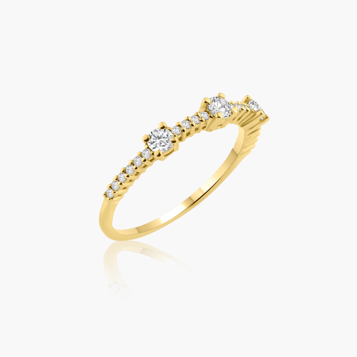 14K Yellow Gold Dainty Round Diamond Ring - R60611902