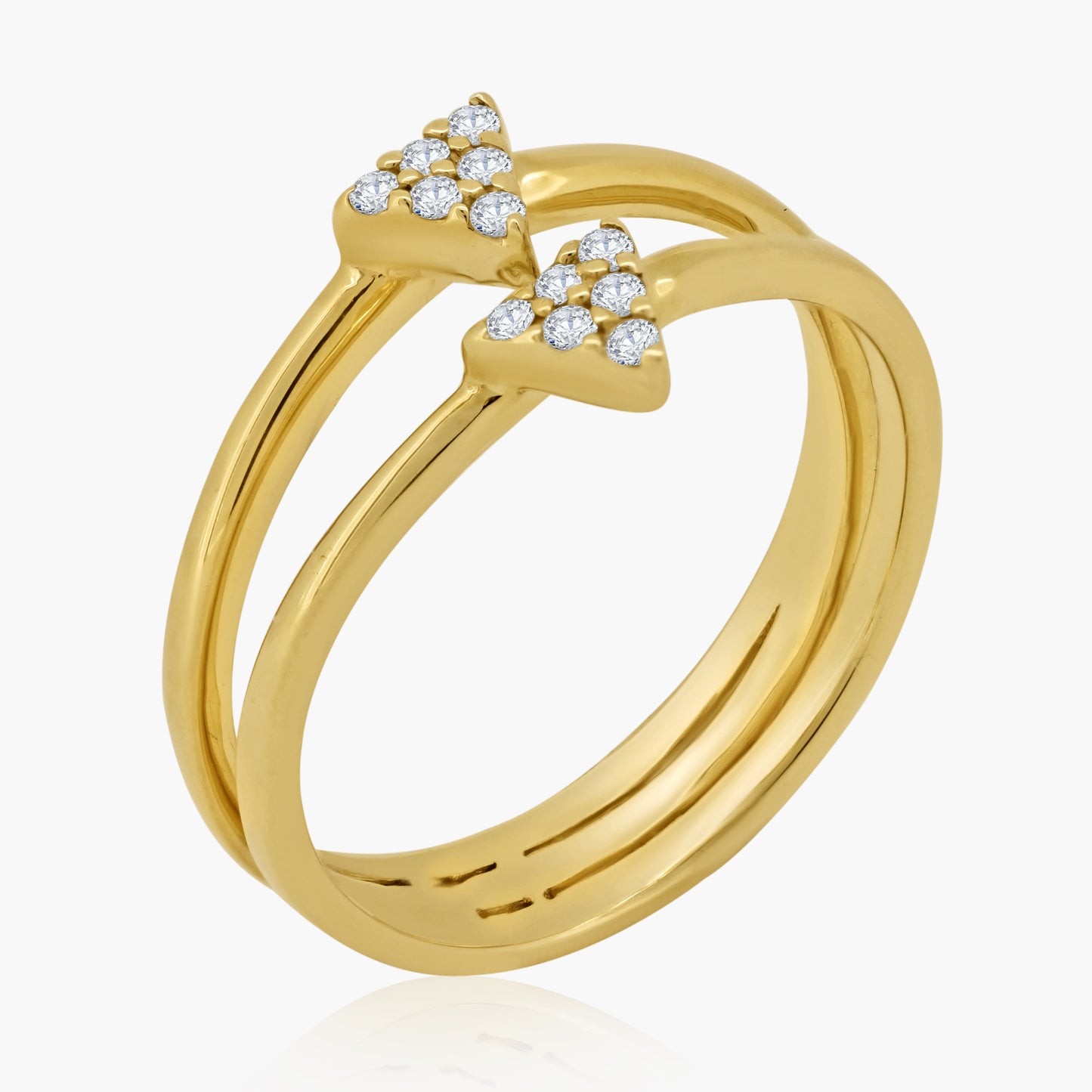 14K Yellow Gold Dainty Two Row Ring - R60612202