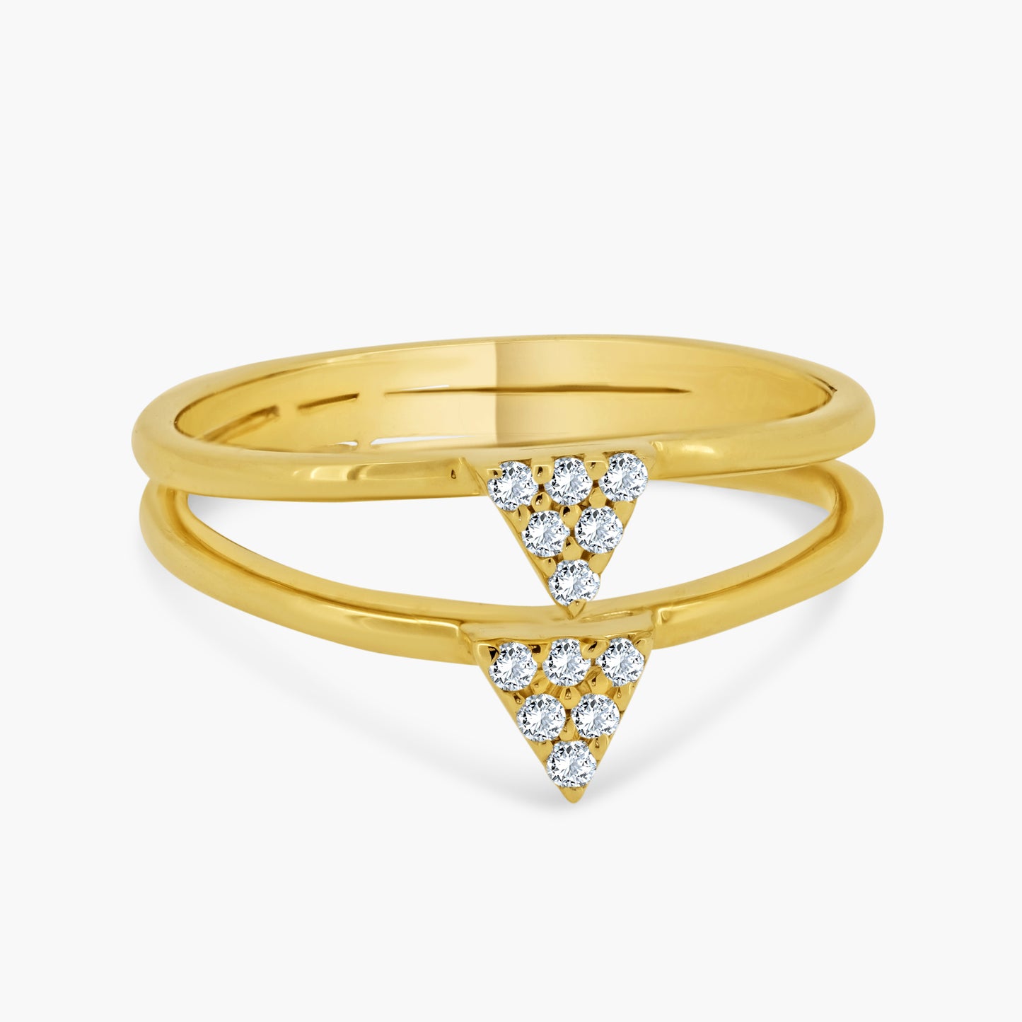 14K Yellow Gold Dainty Two Row Ring - R60612202