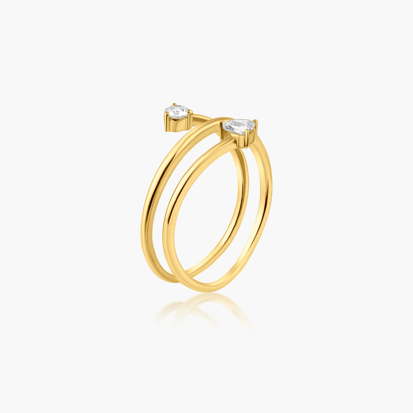 14K Yellow Gold Double Diamond Wrap Ring - R606124