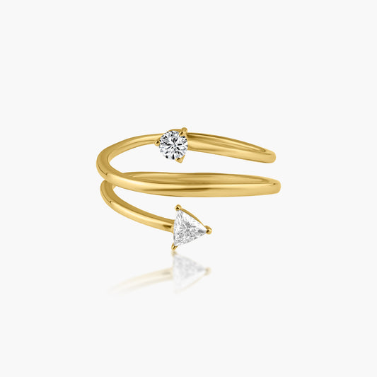 14K Yellow Gold Double Diamond Wrap Ring - R606124