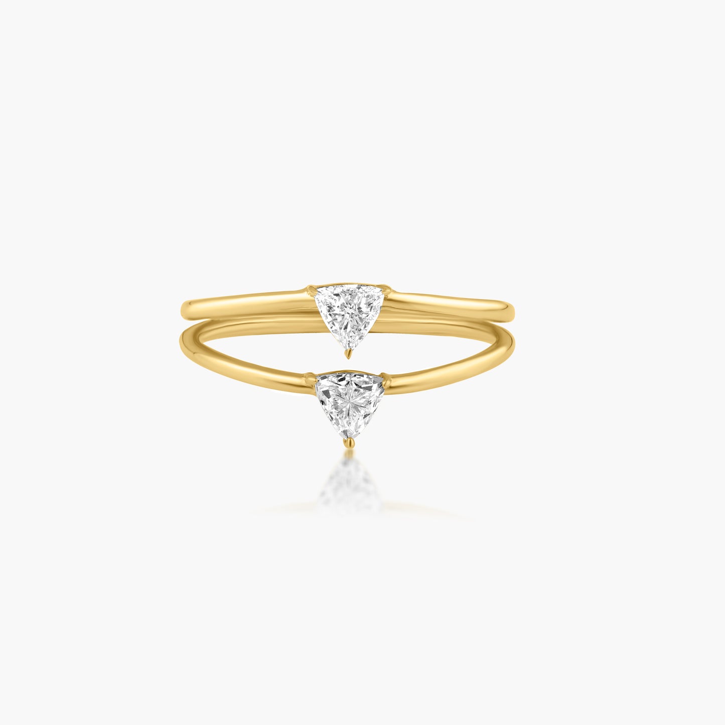 14K Yellow Gold Dainty Double Diamond Ring - R606125