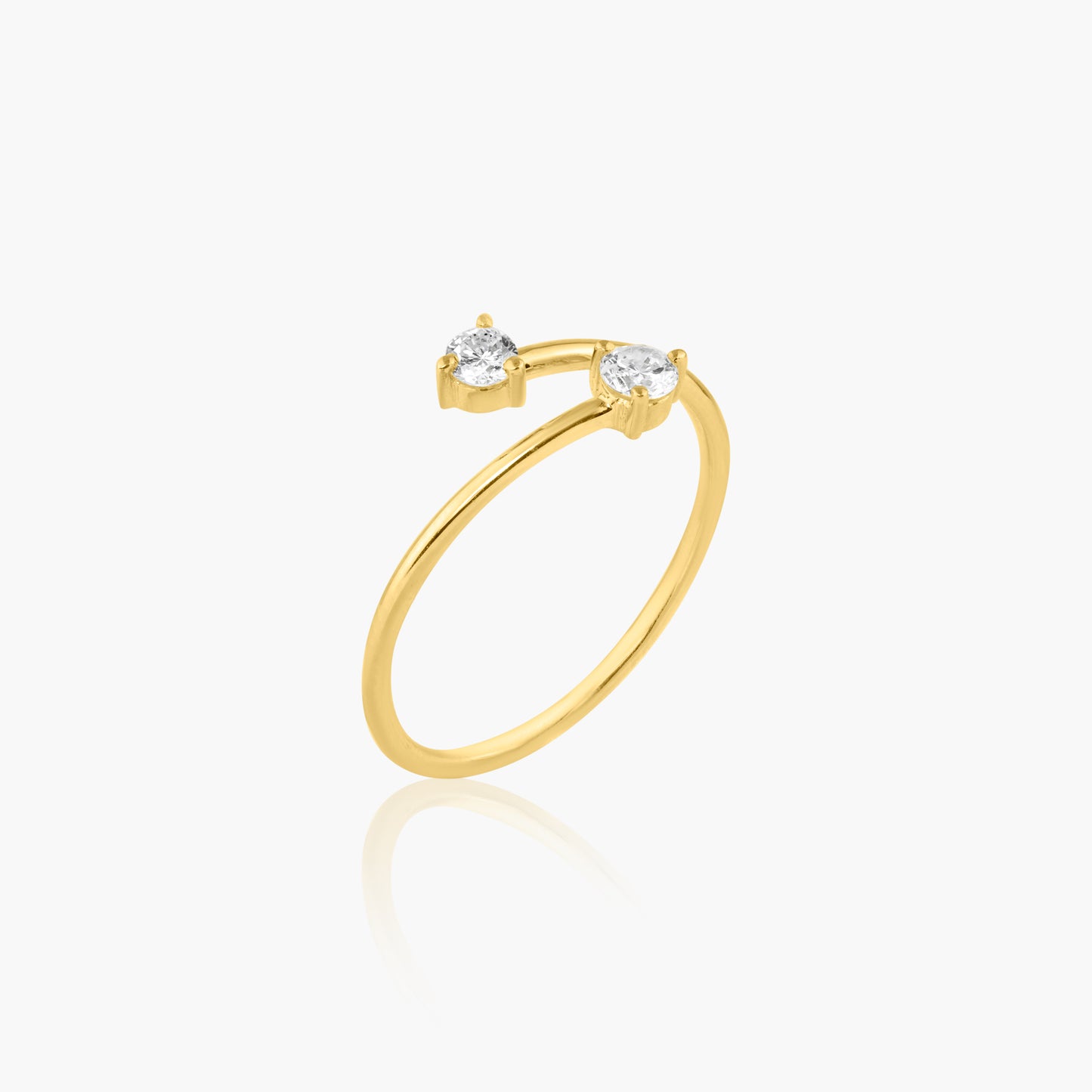 14K Yellow Gold Dainty Double Diamond Wrap Ring - R606147