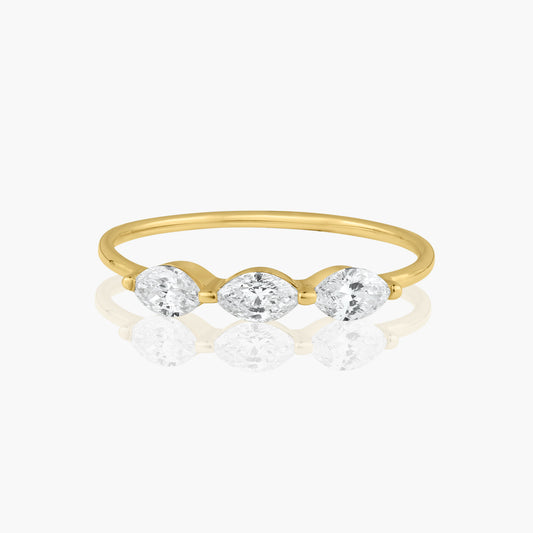 14K Yellow Gold Tri Pear Diamond Ring - R60617902