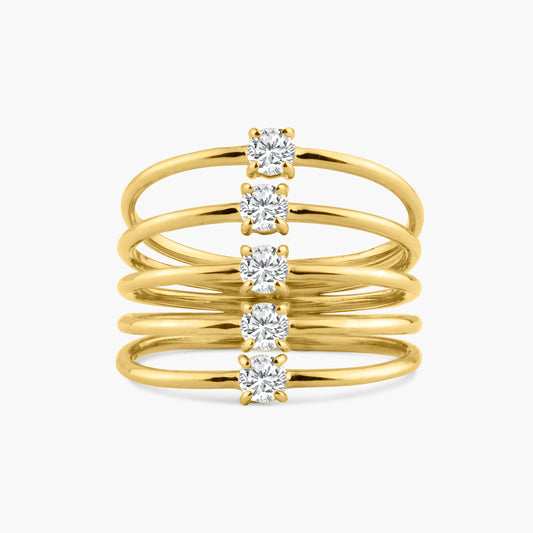 14K Yellow Gold Five Row Statement Ring - R60619301