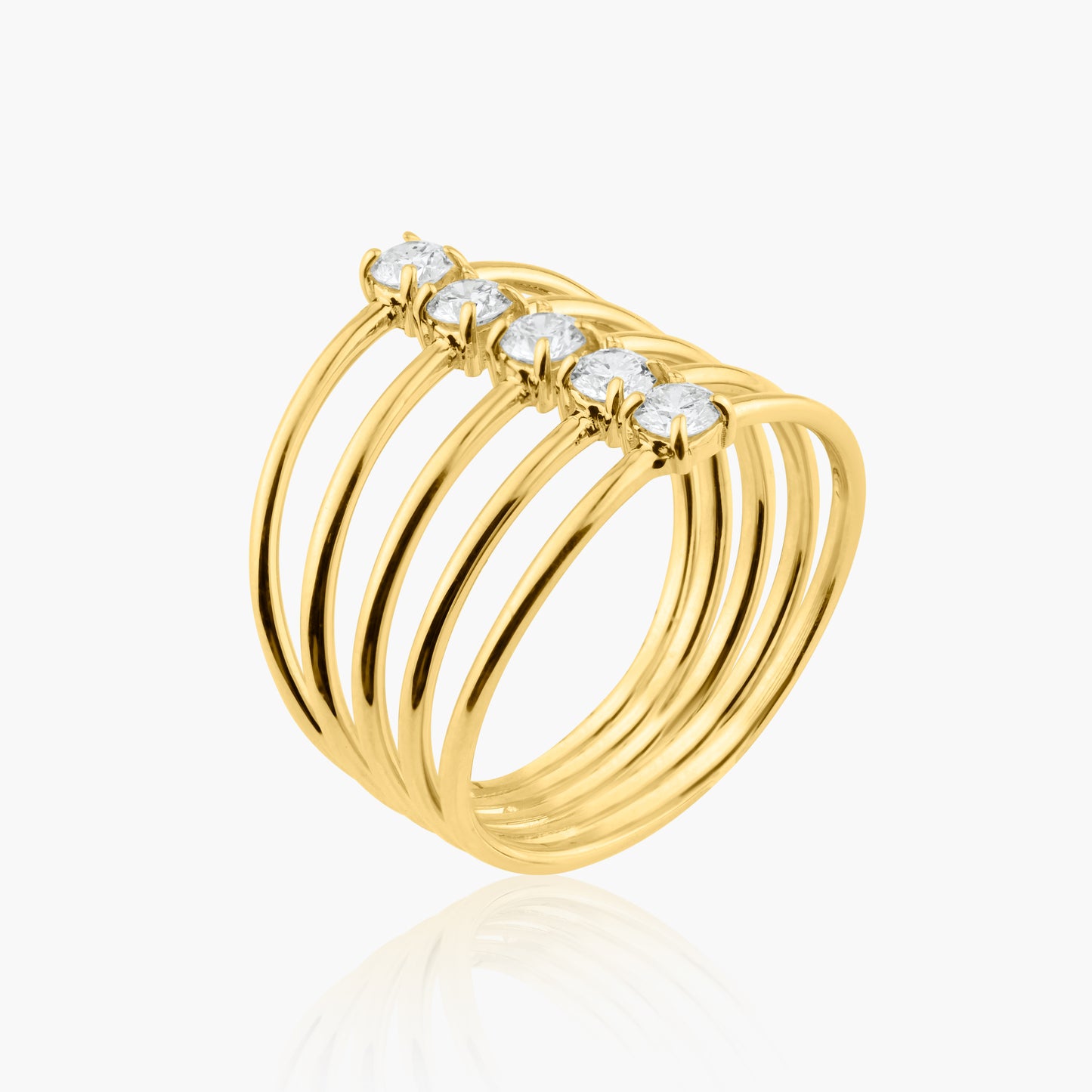 14K Yellow Gold Five Row Statement Ring - R60619301