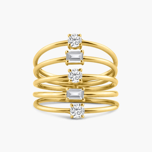 14K Yellow Gold Five Row Statement Ring - R60619303