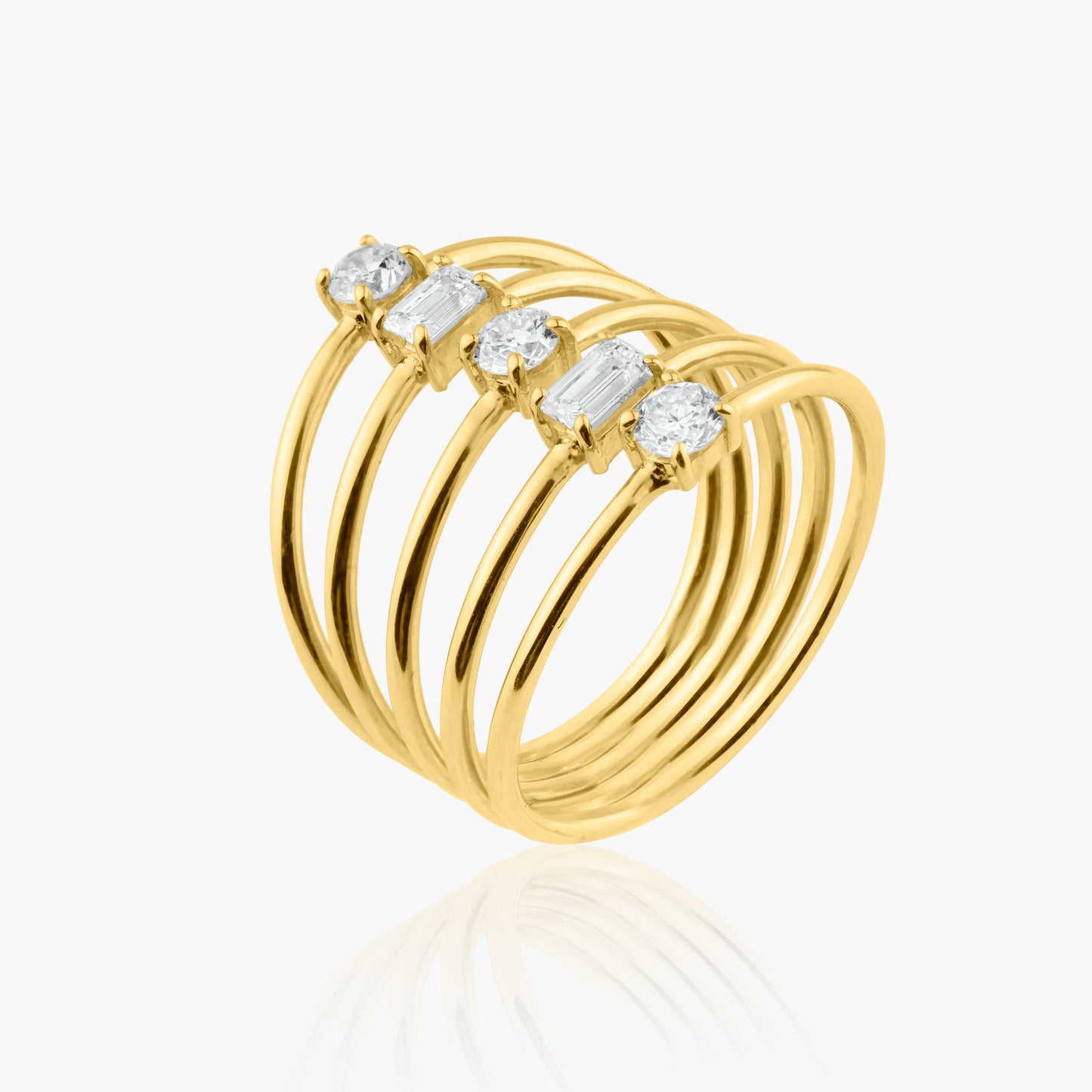 14K Yellow Gold Five Row Statement Ring - R60619303