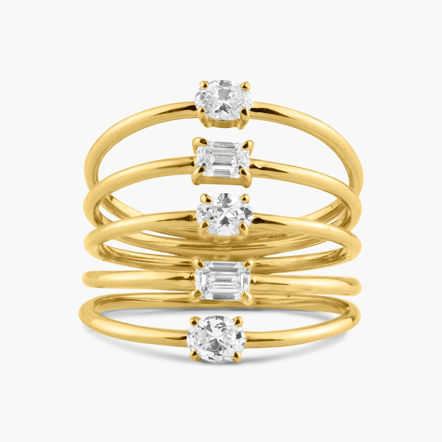 14K Yellow Gold Five Row Statement Ring - R60619304