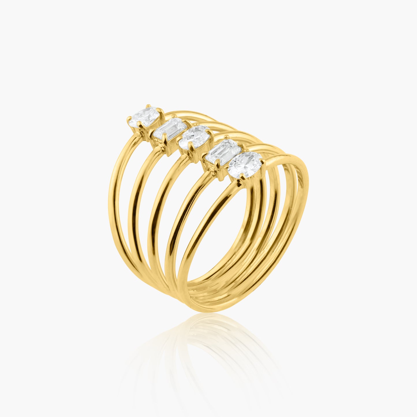 14K Yellow Gold Five Row Statement Ring - R60619304