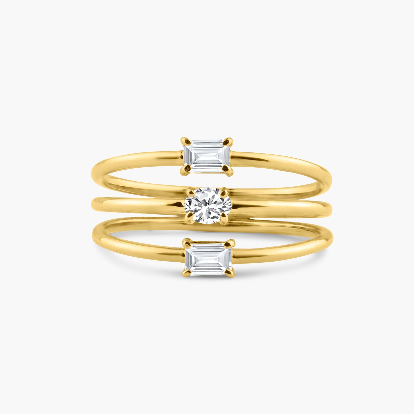 14K Yellow Gold Dainty Three Row Ring - R60619305