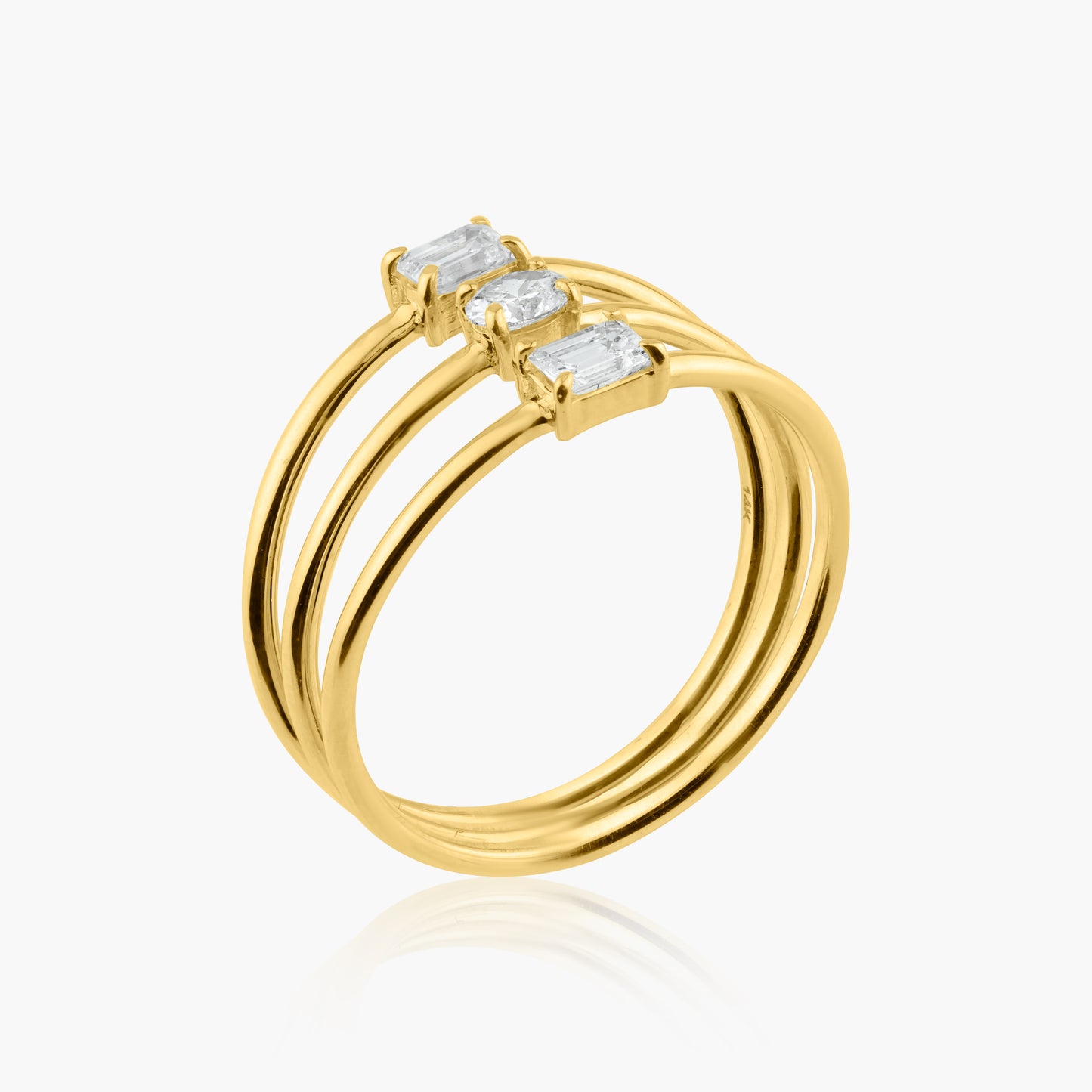 14K Yellow Gold Dainty Three Row Ring - R60619305