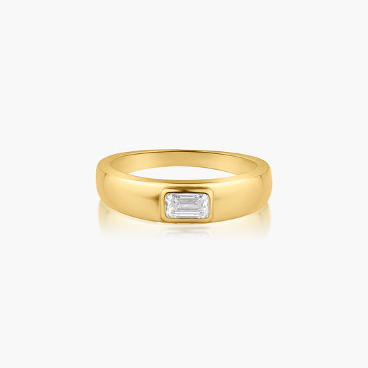 14K Yellow Gold Emerald Cut Diamond Dome Band-R606197